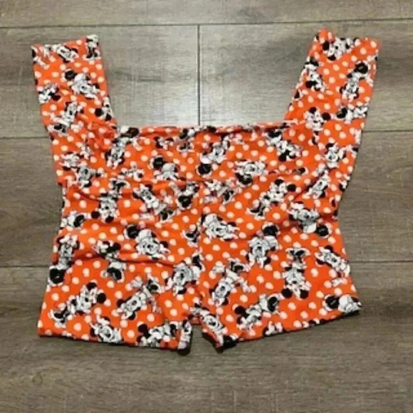 Disney Minnie Mouse Orange‎ Polka Dot Lularoe Leggings Pants Women’s Sz Large - Picture 4 of 6